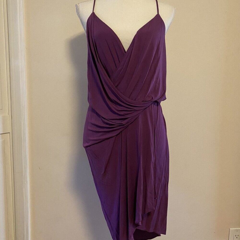 Haute Hippie Purple Draped Wrap Mini Dress Size XS — Silk Going Out - Picture 6 of 7